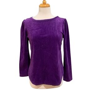 Vntg 70’s long sleeved purple velour shirt/top approx sz M